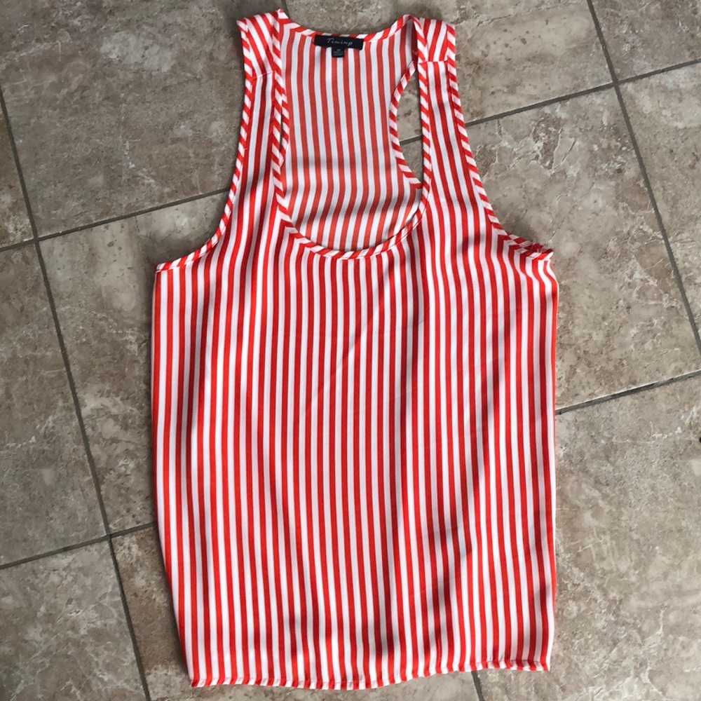 Orange and white strip top